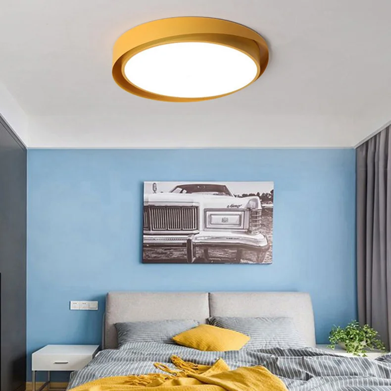 

Nordic Designer ceiling lamp Colorful Round Acrylic Lampshade Ceiling light Creative Children Room LED Ceiling lighting fixture
