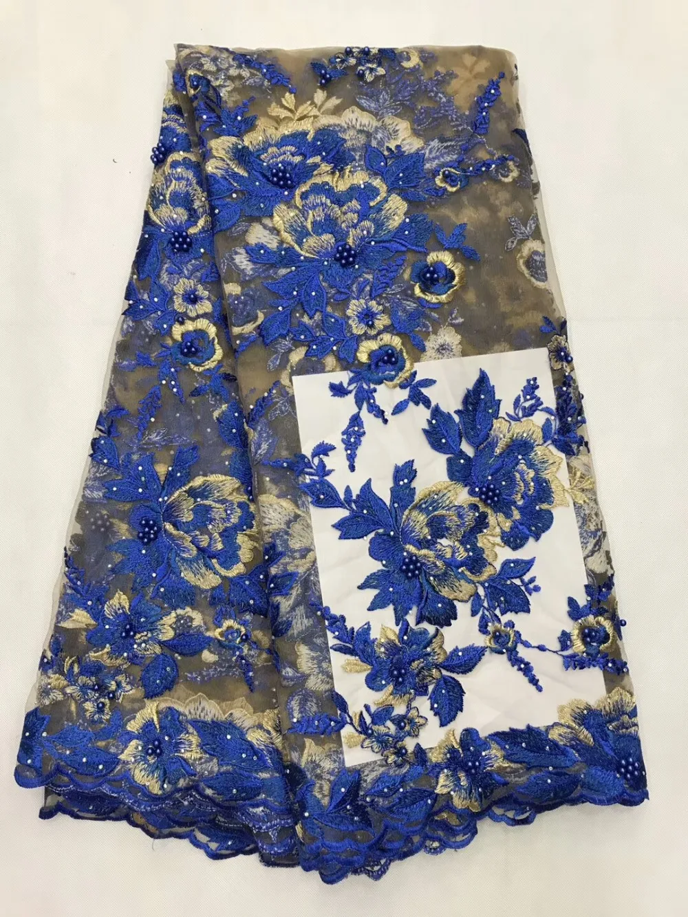 

the latest style high quality mesh lace fabric with beads in flowers pattern design for wedding free shipping jl033