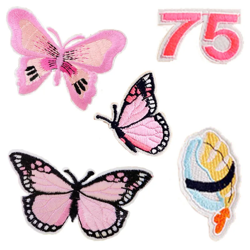 

Butterfly Conch Number Cartoon Animal Iron on Patch Applique Embroidery Flower Patches Stickers for Clothes Backpack Patches