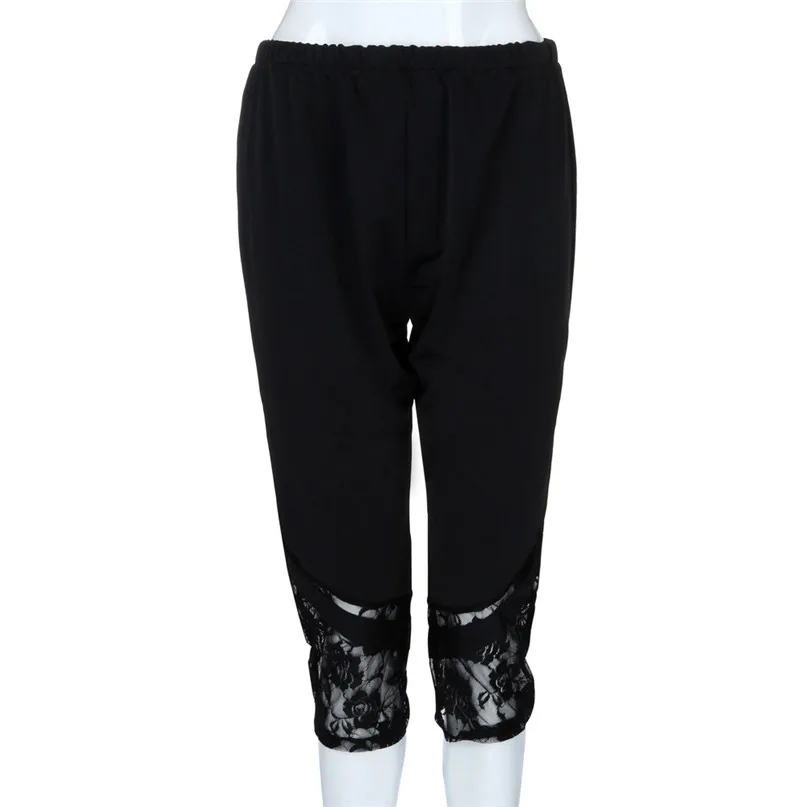 Yoga Pants women Fashion WomenLace Plus Size Skinny Pants Yoga Sport Pants Leggings Trousers Calf-Length Pants #2p01 (9)