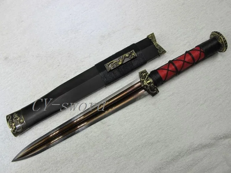 HANDFORGED FOLDED STEEL RED BLACK big Blood Groove COLOR BLADE Chinese Longquan Sword Han Sword High