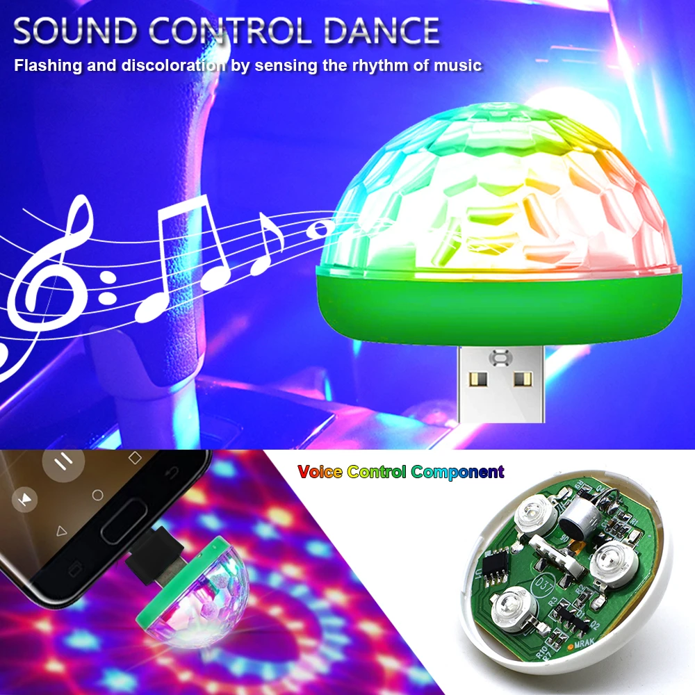سيارة USB مصباح لتهيئة الجو مصباح للزينة سيارة مصابيح داخلية DJ RGB