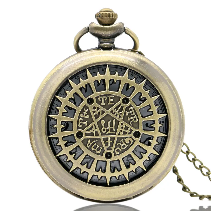

Half Hunter Hollow Anime Butler Kuroshitsuji Theme Design Quartz Pocket Watch with Bronze Necklace Chain Best Gifts for Children