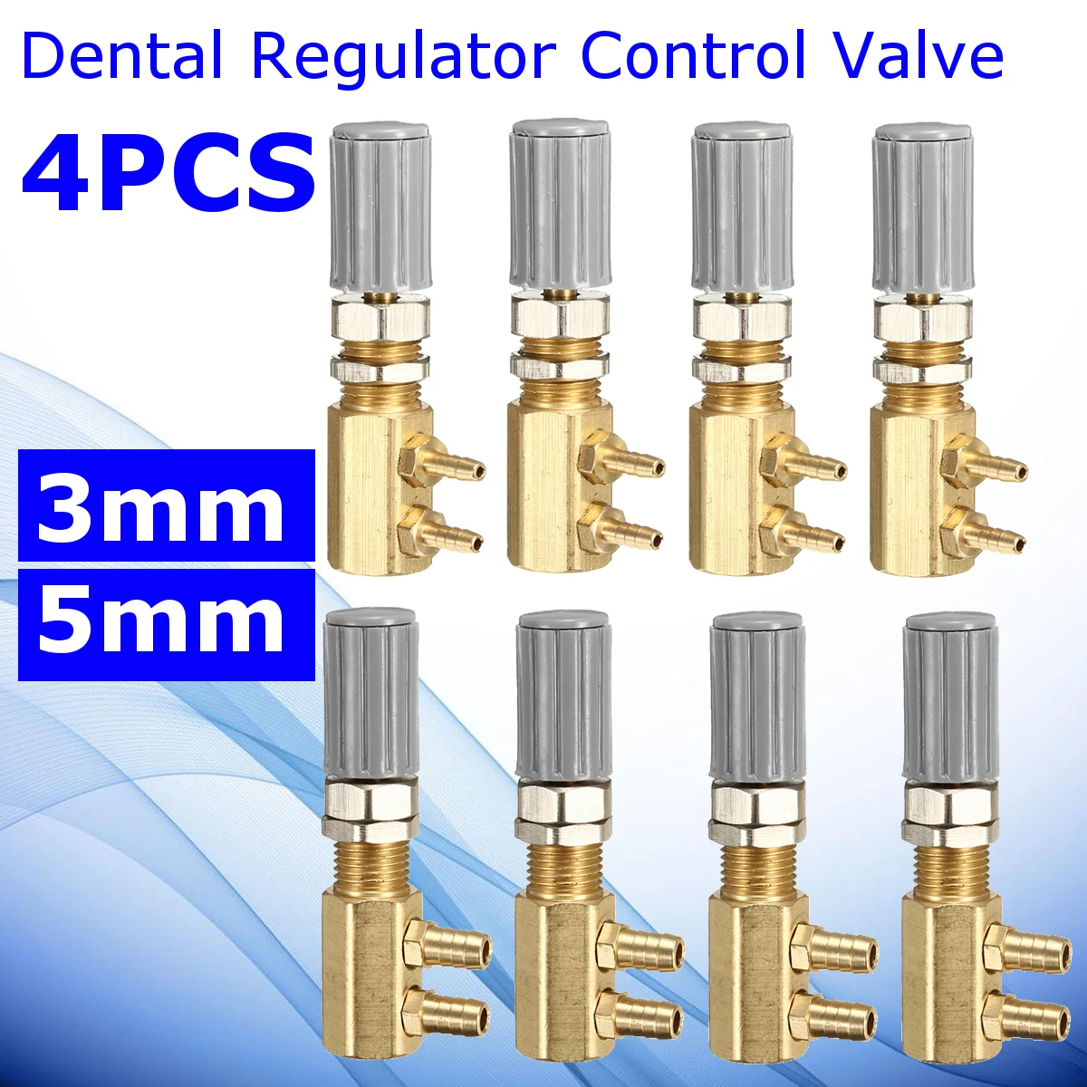 

4pcs Copper Dental Regulating Control Valve Rod Water Adjustor Tuner Set for Dental Chair Turbo Unit Replacement Kit 3mm/5mm