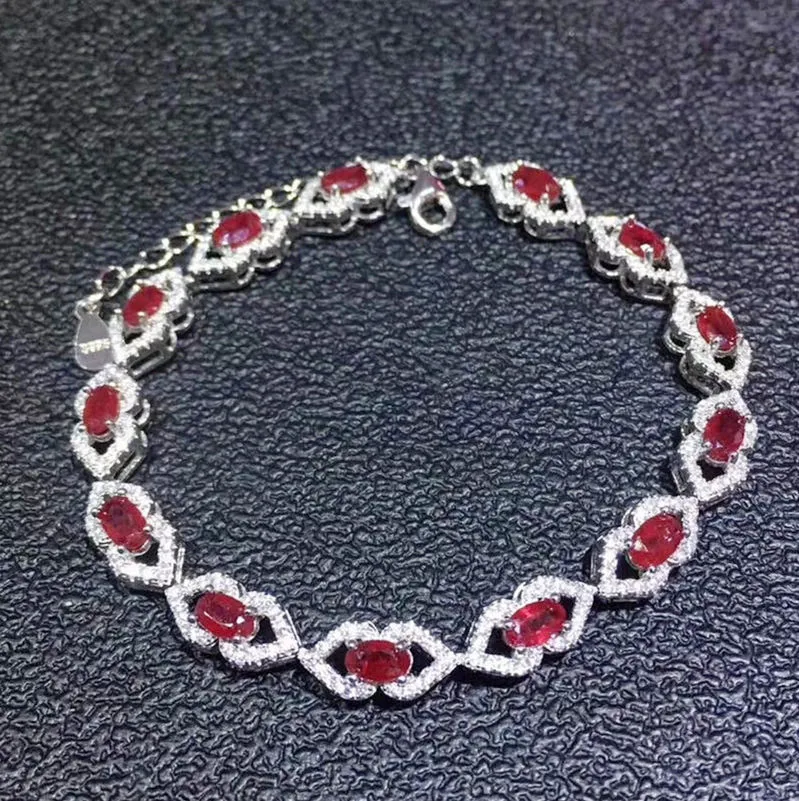 Natural ruby chain bracelet 0.35ct*13pcs gemstone Free shipping Natural