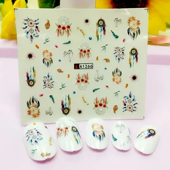 WUF 1 Sheet Watermark Feather Stickers Nail Art Water Transfer Tips Decals   Beauty Temporary Tattoos Tools A1266