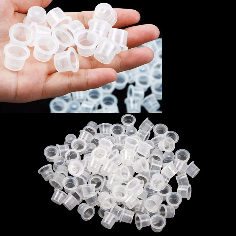 

1000 Pcs/Bag Microblading Tattoo Ink Cup Cap Pigment Clear Holder Container 8mm Size For Needle Tip Grip Tattoo Power Supply