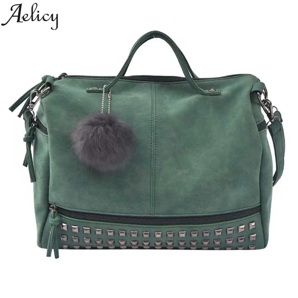 Aelicy أعلى-حقائب بيد خمر Nubuck الجلود الإناث برشام أكبر النساء أكياس الشعر الكرة حقيبة كتف دراجة نارية حقيبة ساعي Aelicy أعلى-حقائب بيد خمر Nubuck الجلود الإناث برشام أكبر النساء أكياس الشعر الكرة حقيبة كتف دراجة نارية حقيبة ساعي