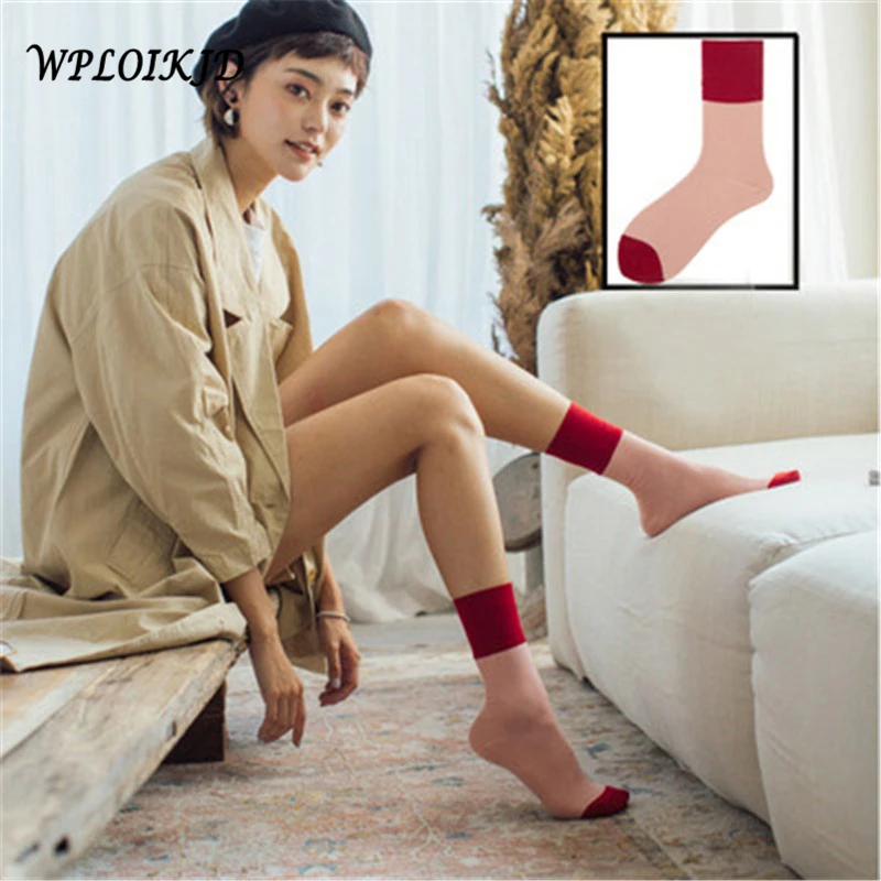 

[WPLOIKJD] Winter Solid Color Socks Women' Retro Simple Warm Cotton Socks Fashion Girl Thick Line Knit Pile Socks Versatile Sox