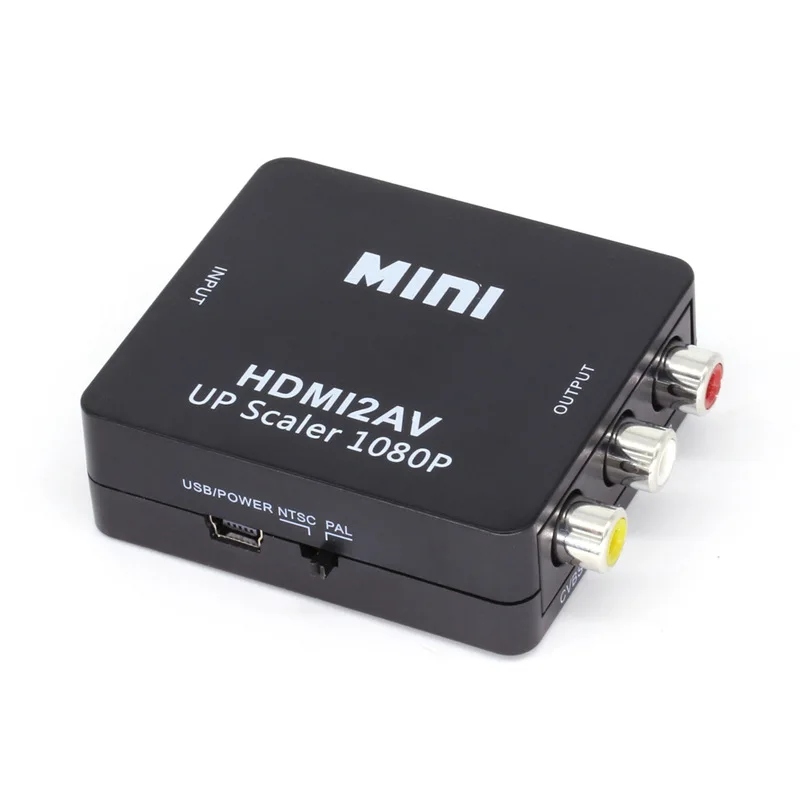 

HDMI TO AV Scaler Adapter HD Video Converter Box HDMI to RCA AV/CVSB L/R Video 1080P HDMI2AV Support NTSC PAL Wholesale