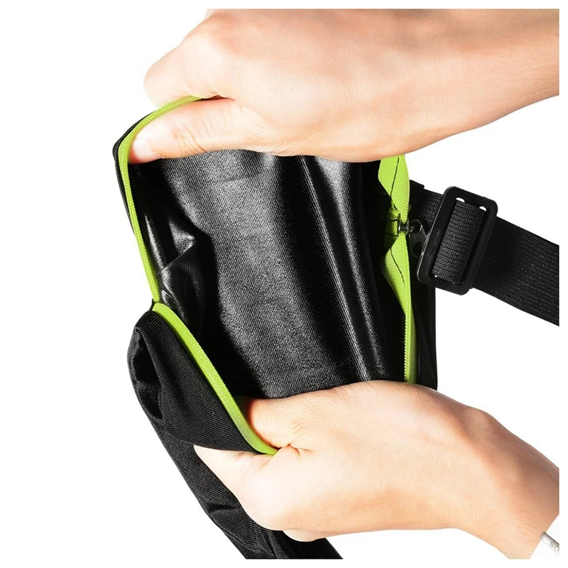 Спорт на открытом воздухе водонепроницаемая сумка Гибкая Талия велосипед езда ремень карман двойной карман для iPhone Android телефон(зеленый