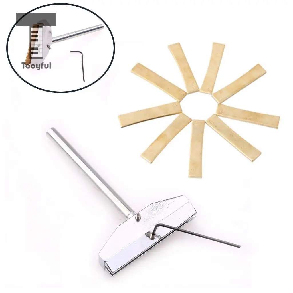 Guitar Repair Tool Set 9pcs Brass Fingerboard Fretboard Press Caul Insert+L Shaped Wrench