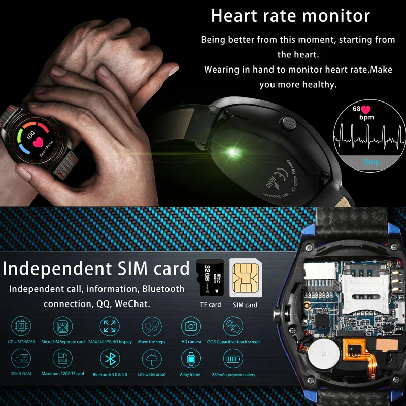 Bluetooth Smart Watch V10 Color IPS Heart Rate Monitor Smartwatch Dial Call GSM TF Card Camera Passometer Wristwatch PK GT08 V9