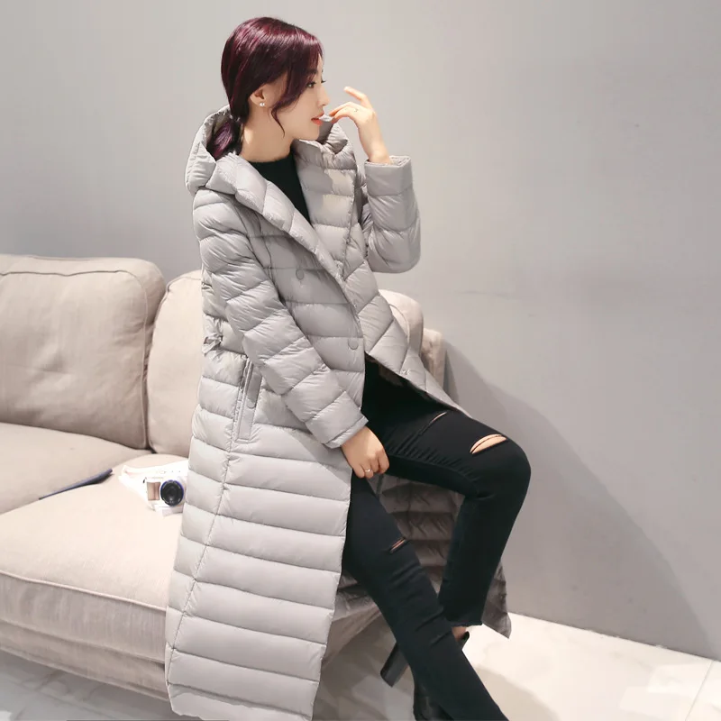 

2019 Spring Plus Size 3XL Long Womens Down Jackets Ultra Light 90% Duck Down Coat Winter Hoodie Puffer Jacket womens parkas