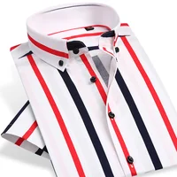 Colorful Stripe Short Sleeve Shirts Summer Hot Men Dress Shirt Button Down Male Business Casual Social Clothing Slim Fit 2