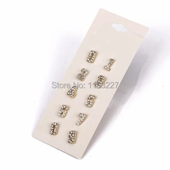

2016 latest design Diamante golden color lovely style number 10 pairs daily wear earrings set