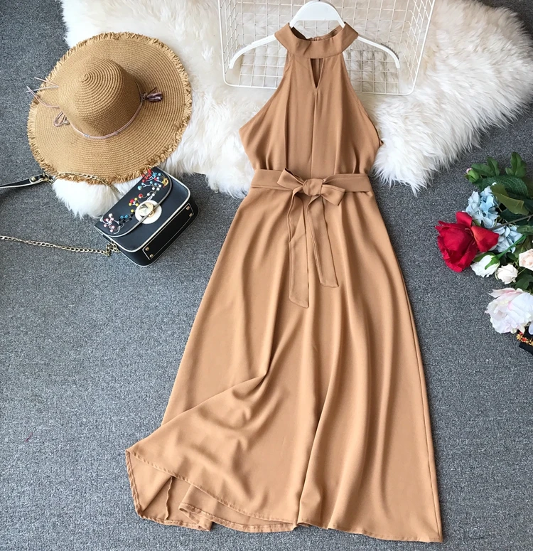 

cross-tied sexy dress, simple dress, medium and long style with A-character temperament