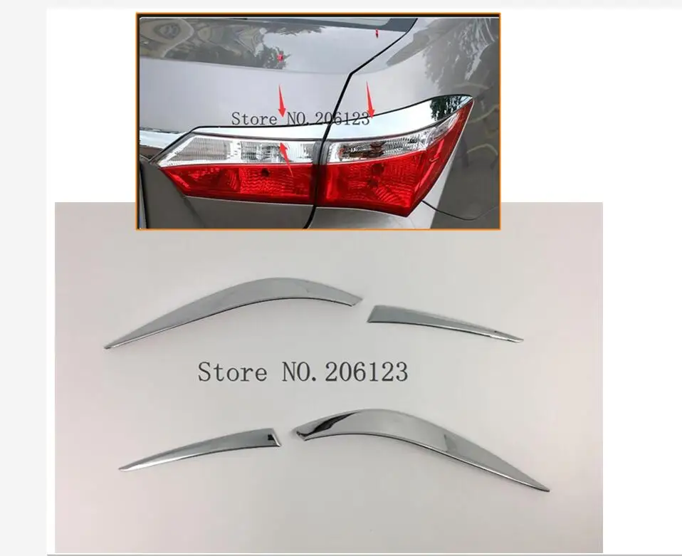 

car body rear tail Light lamp detector frame stick styling ABS Chrome cover trim eyebrow For toyota Corolla Altis 2014 2015 2016