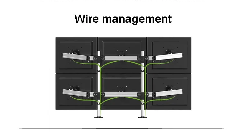 Алюминиевый сплав 6 экран монитор держатель Destop Зажимная Втулка бесшовное соединение полное движение тв крепление жк-кронштейн для 6 экран s