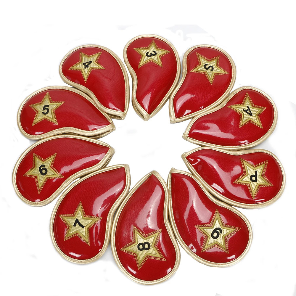 Latest 10PCS Crystal PU Golf Club Headcover Set for Irons Star Golf Irons Headcover 3-9 APS 4Colors1