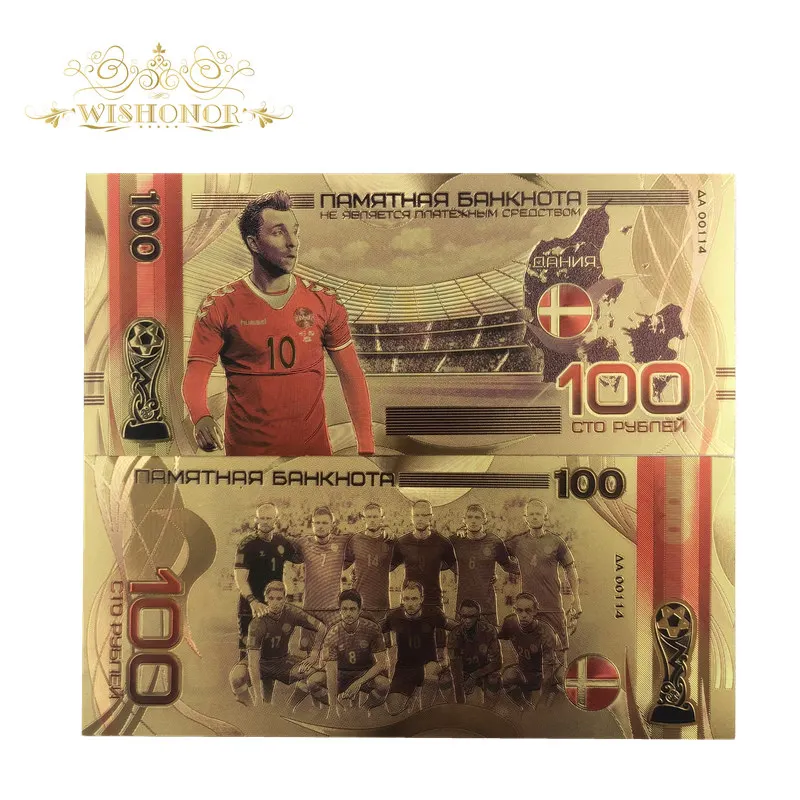 10 шт./лот стиль 24 К золото банкноты Япония футбольная команда банкноты 100 рублей поддельные деньги Позолоченные коллекция бизнес подарок - Цвет: 14