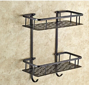 

New Arrivals Antique Black Oil Square Soap Holder Dual Tier bathroom shelves bathroom shampoo holder basket bathroom holder