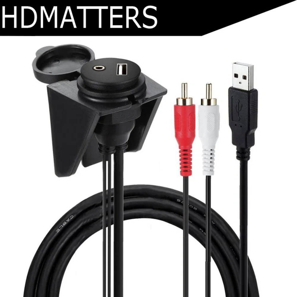 USB AUX RCA заподлицо тире кабель для монтажа на панели USB и 2 RCA к USB и 3,5 мм Женский Кабельный удлинитель AUX