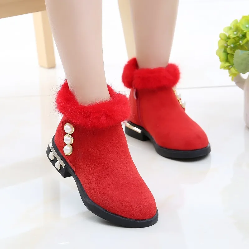 

High quality DH32 Kids Princess Boots Synthetic Leather Girls Warm Shoes Children Students Party Pageant Shoes Girl Short Boots