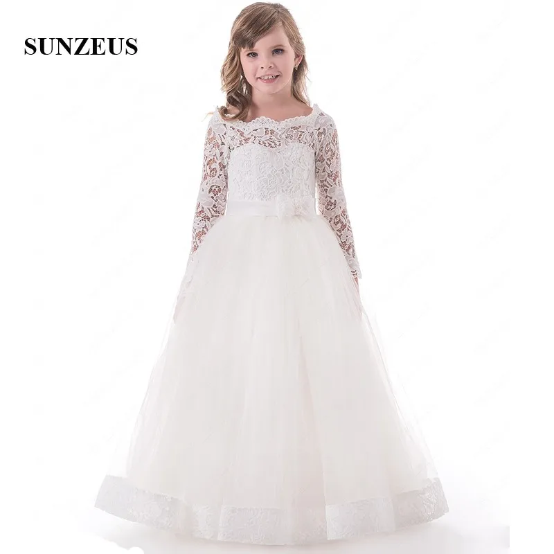 lace sleeve communion dress