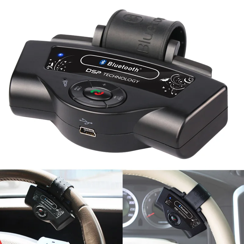 Steering Wheel Hands free Bluetooth Car Kit FM Transmission Built in Li