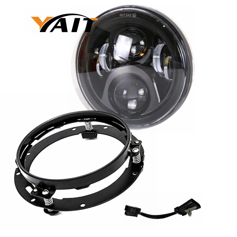 

Yait 7 inch Round LED Headlight High Low Beam with 7" Mounting bracket ring support for Road King Motorcycle