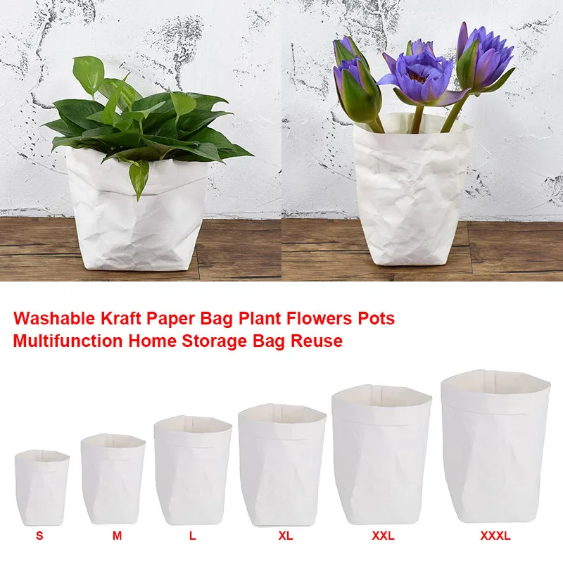 

Mini Succulents Kraft Paper Flower Pot Cover Washable Storage Bags Plants Flowerpot Bag Children Room Sundries Organizer Pouch
