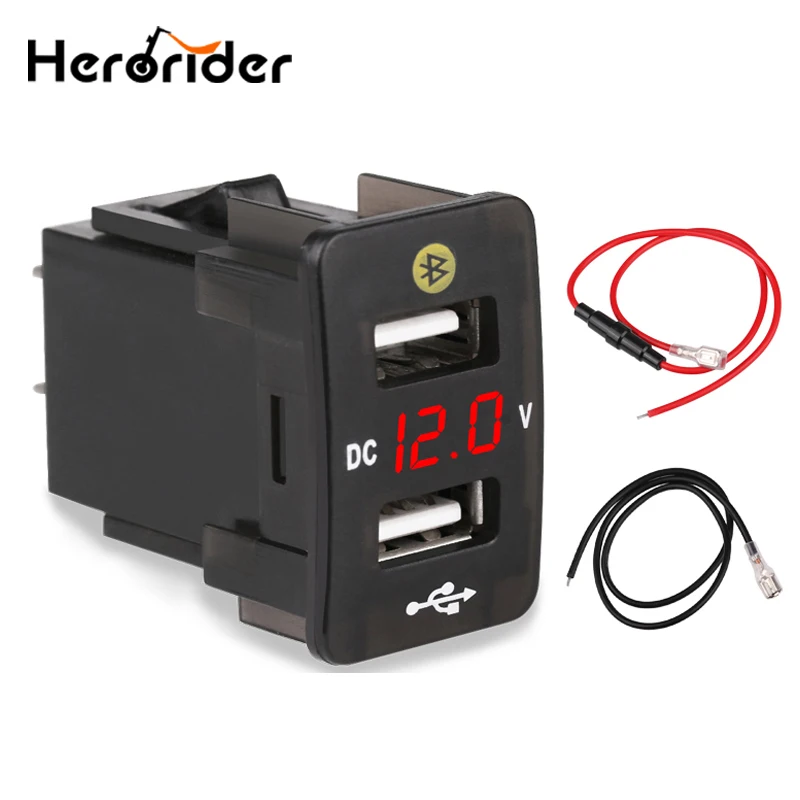 

1pcs 5V 4.2A Car Charger with cable Voltage Display Charger GPS Bluethooth Parking Location Double USB Car Charger For Honda