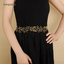 TOPQUEEN SH111 золотой черный свадебный пояс с золотыми бусинами пояс для свадебного платья Аксессуары для подружки невесты ремень