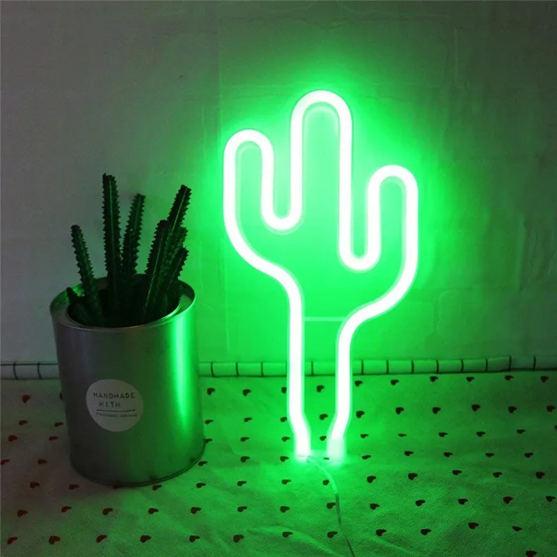 Светодиодный неоновый светильник в виде кактуса, Настенный декор, ночной Светильник s, украшение для дома, вечерние принадлежности, светодиодный декоративный светильник s для рождества и свадьбы - Испускаемый цвет: Green Cactus