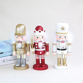 

H01-X041 Best Christmas Valentine's Day birthday gift home decoration 25cm Nutcracker white gold power fat king