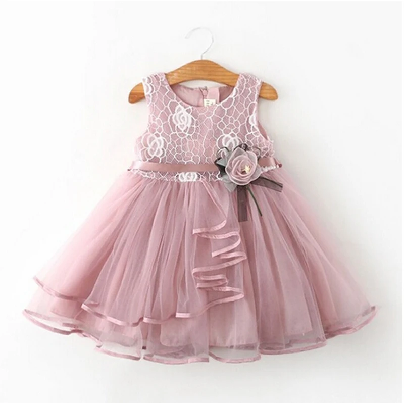 Детское Кружевное платье-пачка принцессы с цветочным рисунком из пряжи и тюля для маленьких девочек
