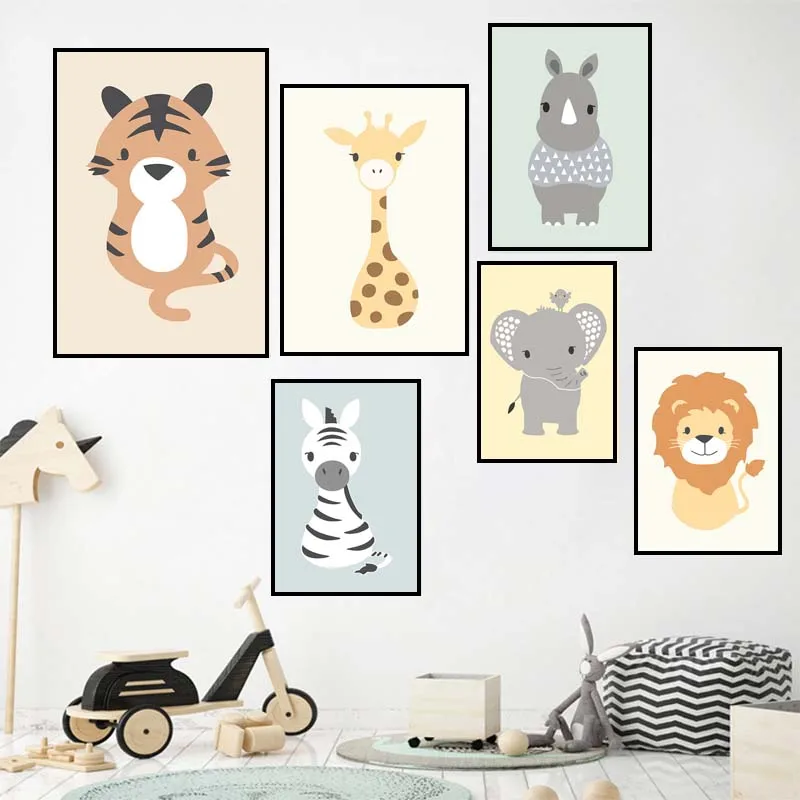 Лесной животное плакаты с зеброй принты для детской стены Искусство Холст Живопись скандинавские картины для детской комнаты украшение без рамки