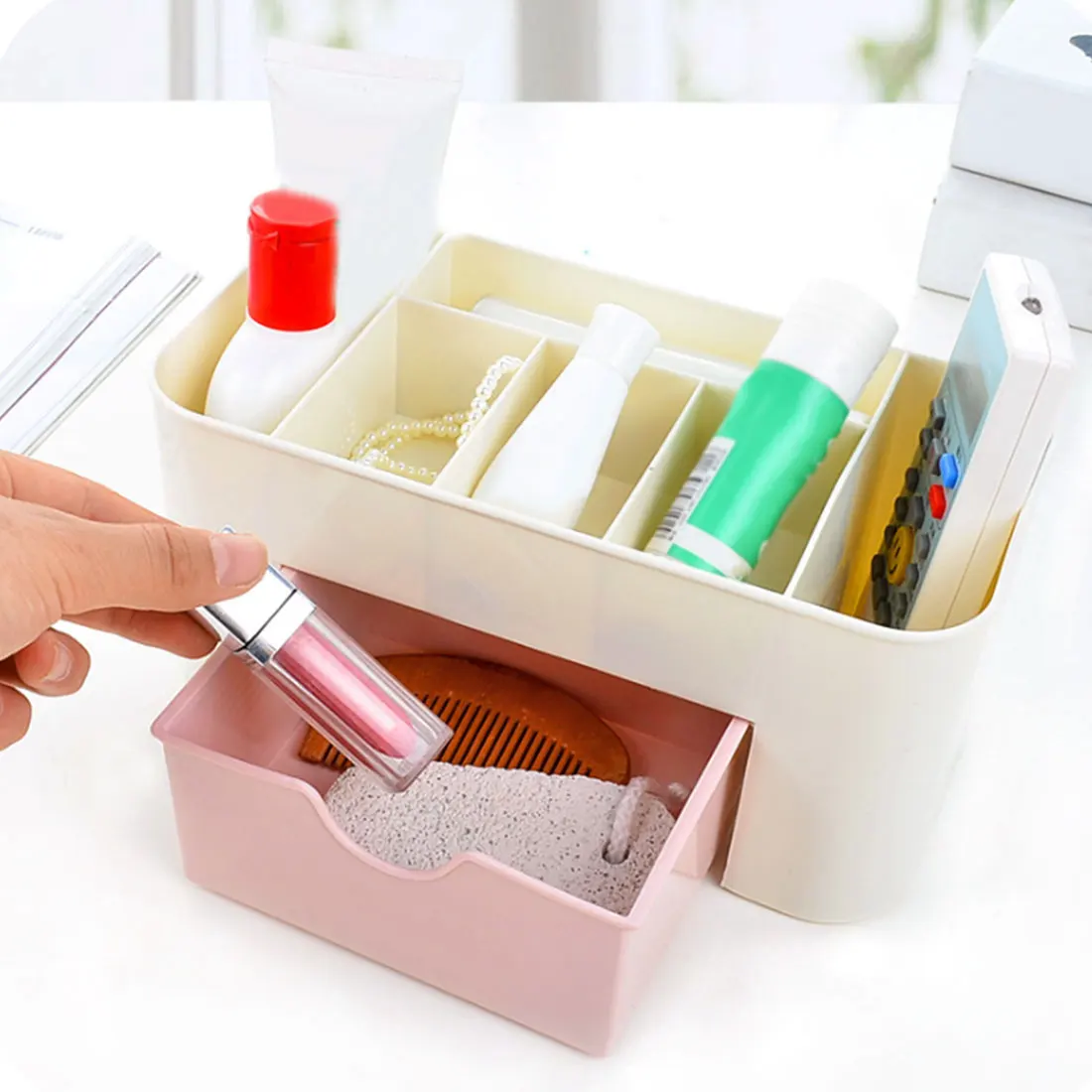 1 قطعة متعددة الوظائف البلاستيك ماكياج مربع والمجوهرات مربع تخزين مستحضرات التجميل المنظمون مع درج صغير أشتات مكتب المنظمون 1 قطعة متعددة الوظائف البلاستيك ماكياج مربع والمجوهرات مربع تخزين مستحضرات التجميل المنظمون مع درج صغير أشتات مكتب المنظمون