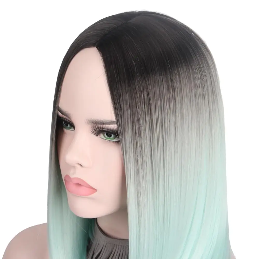 Короткие парики для женщин светло-зеленый короткий парик-Боб волосы без челки средняя часть длина плеча не человеческие волосы кружева спереди-Anxin парик