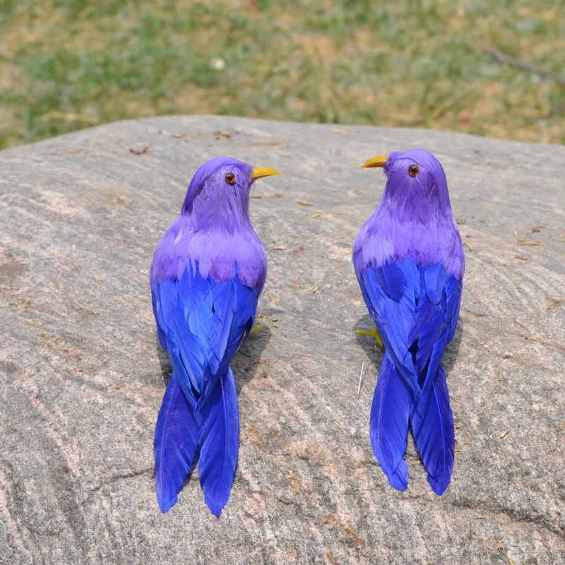 

15cm artifical bird feathers bird,2 pieces birds polyethylene&furs handicraft garden decoration toy gift