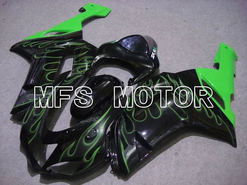 

For Kawasaki NINJA ZX6R 2007 2008 07 08 Bodywork Injection ABS Fairing Kits NINJA ZX 6R 07 08 - Green Flame - Black