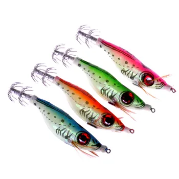 

Night Fishing Lures Squid Jig Hooks 9.5g Wood Big Eye Shrimp Artificial Spinner Lure Luminous Glow Bait 1 Piece Sale