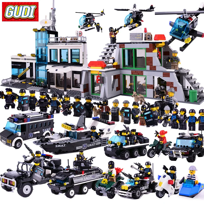 

GUDI 9414 Blocks Compatible Legoa City SWAT Raid Terrorists Dens Building Blocks Sets DIY Bricks Educational Toys For Children