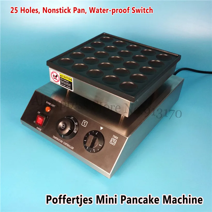 Commercial Mini Pancake Grill 25 Holes Nonstick Poffertjes Machine 950W