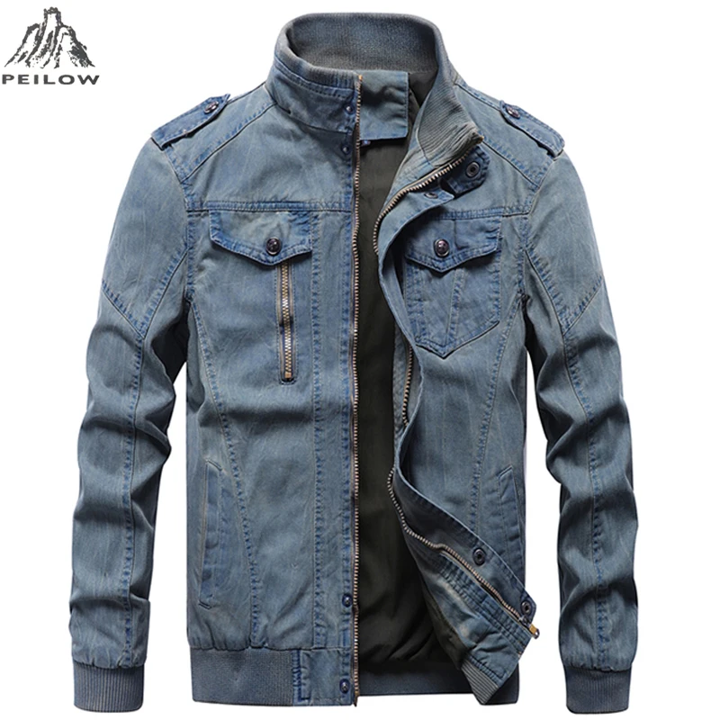 new Denim Jean jacket men Casual for streetwear motorcycle Retro Mens Jackets And Coats fitness Multi-pocket Cargo Jacket Male
