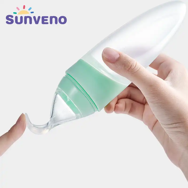 Sunveno Baby Squeezing Feeding Bottle Silicone Training Spoon