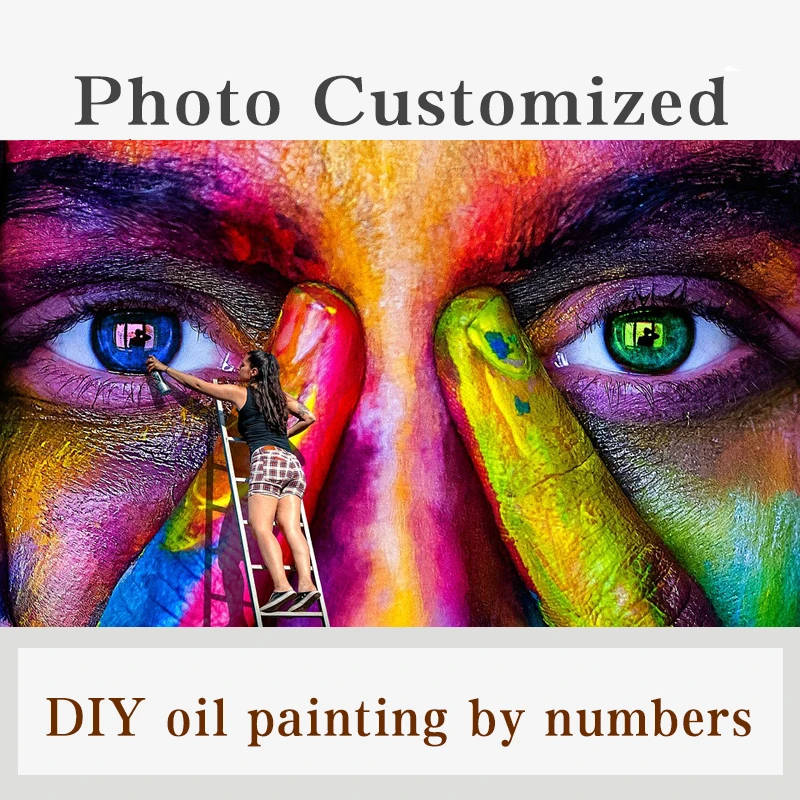 

Personality Photo Custom Your Own DIY Oil Painting By Numbers Picture Drawing Canvas Portrait Wedding Family Children Photos