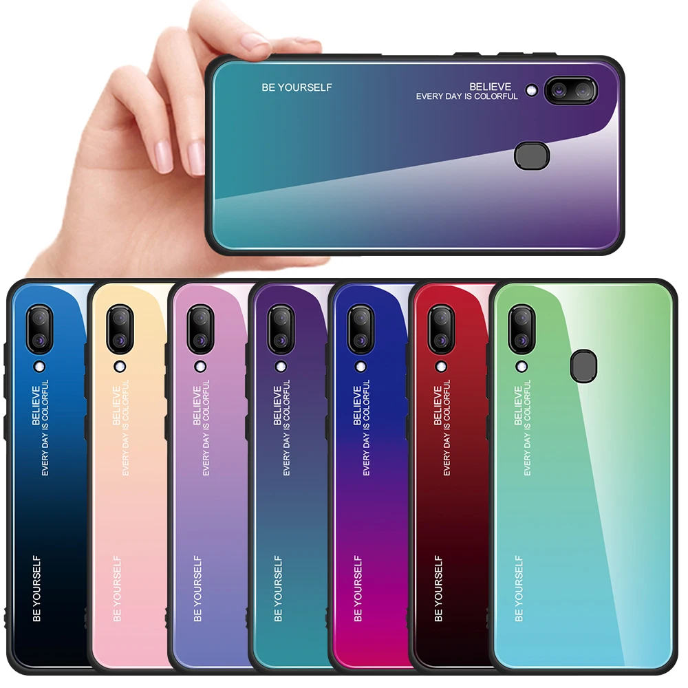 

Gradient Tempered Glass Phone Case For Samsung Galaxy A50 A30 Luxury Hard Anti-knock Back Cover Case For Samsung Galaxy A30 A50