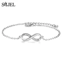 SMJEL кубический цирконий браслеты с украшением в Форме Знака бесконечности женский браслет «Лучший Друг» Manchette звено цепи браслеты мода mujer